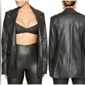 Women's Black Leather Blazer